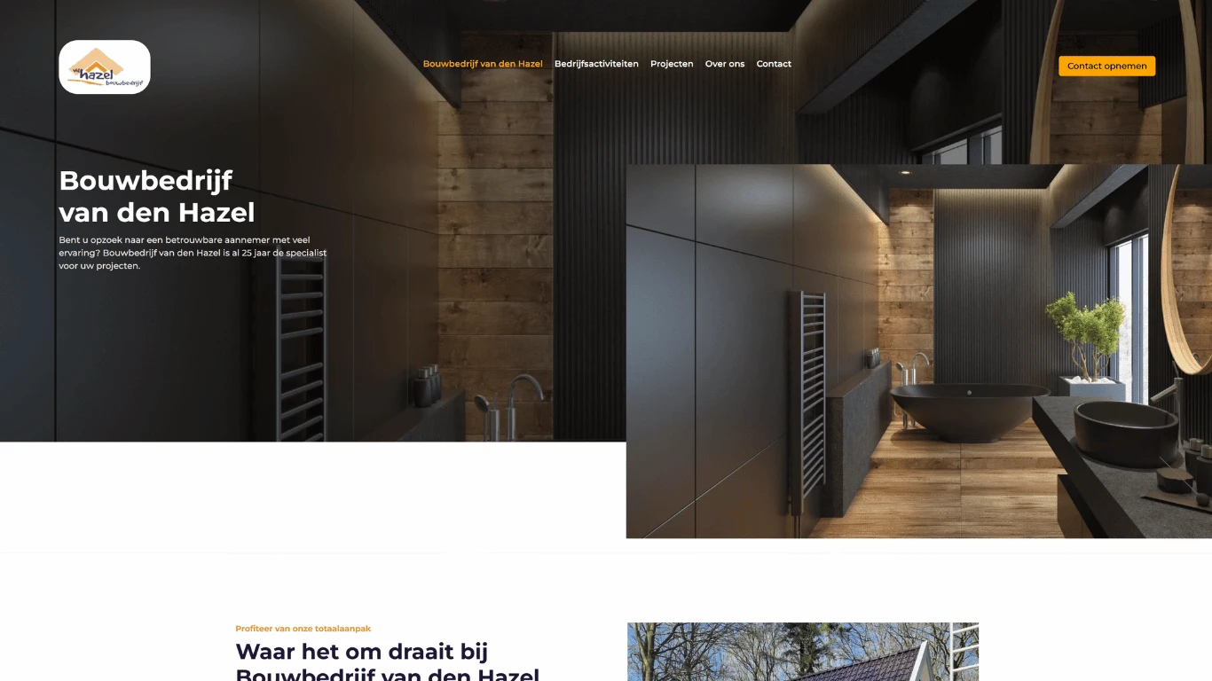 Bouwbedrijf van den Hazel heeft een stoere website laten maken door EVO Connect - Website laten maken Nijkerk - Bouwbedrijf website laten maken - Nijkerk