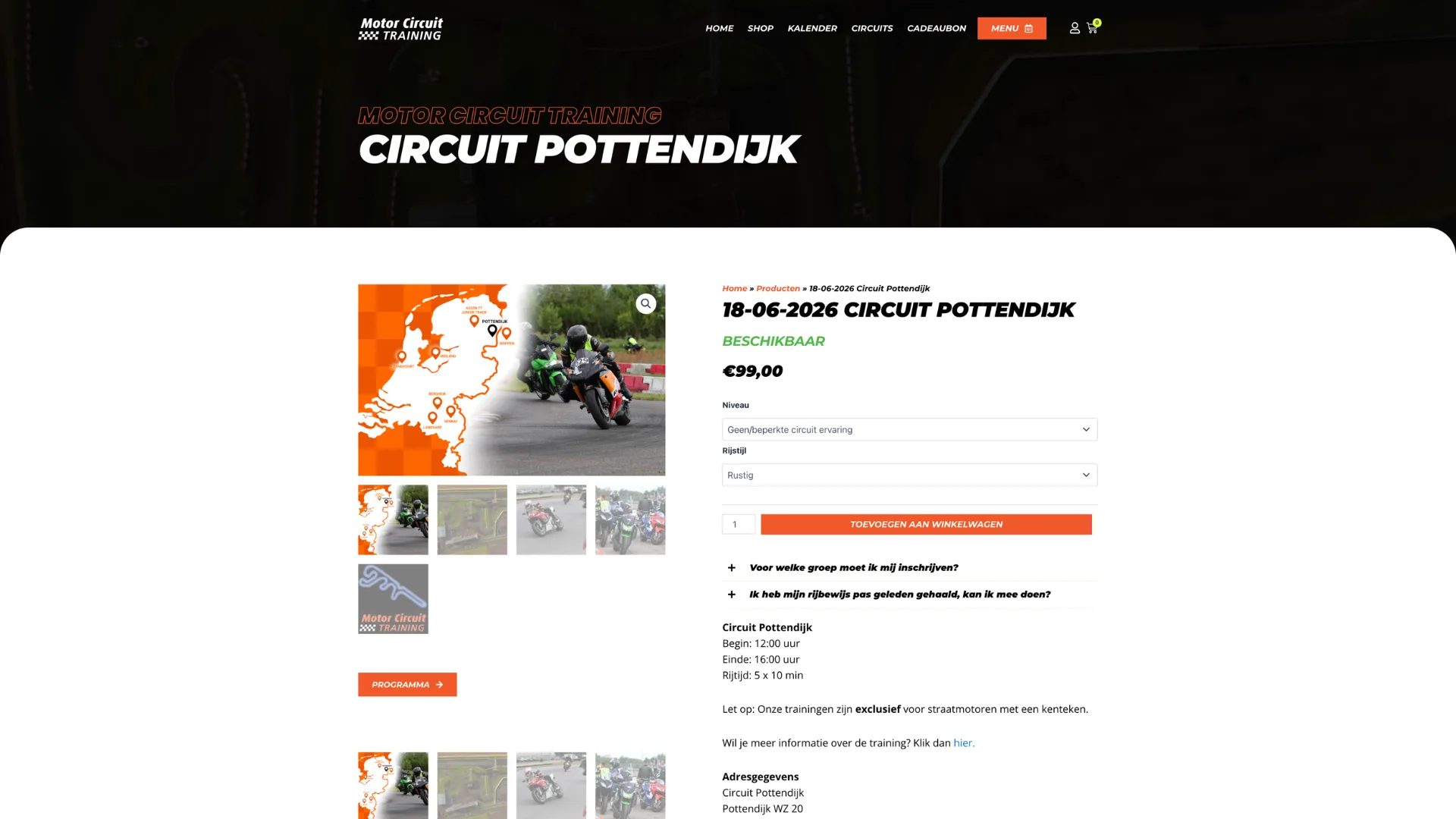 Motorcircuittraining.nl — desktop